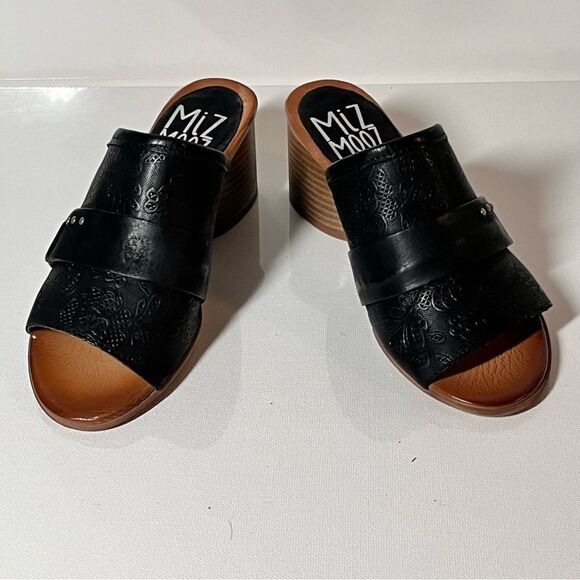 Miz Mooz Braydon Wide Width Leather Heeled Slide Sandals - Picture 2 of 7